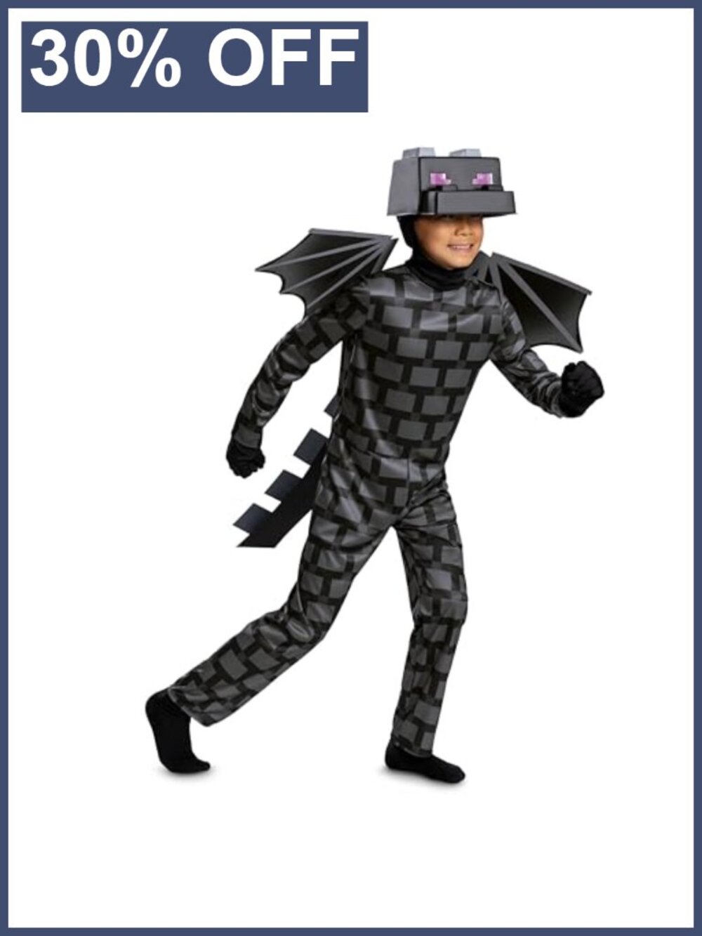 Kids Ender Dragon Minecraft Costume Deluxe with Headpiece Wings Tail